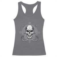 Funny Fishing Lover Racerback Tank Top Pirate Skull Fishing Hook Compass - Wonder Print Shop