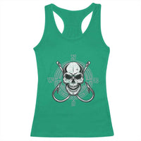 Funny Fishing Lover Racerback Tank Top Pirate Skull Fishing Hook Compass - Wonder Print Shop
