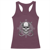 Funny Fishing Lover Racerback Tank Top Pirate Skull Fishing Hook Compass - Wonder Print Shop