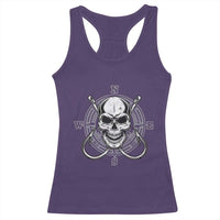 Funny Fishing Lover Racerback Tank Top Pirate Skull Fishing Hook Compass - Wonder Print Shop