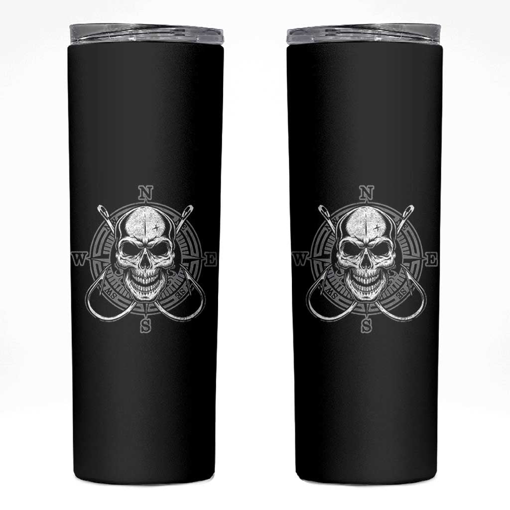 Funny Fishing Lover Skinny Tumbler Pirate Skull Fishing Hook Compass - Wonder Print Shop