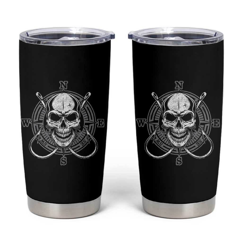 Funny Fishing Lover Tumbler Cup Pirate Skull Fishing Hook Compass - Wonder Print Shop