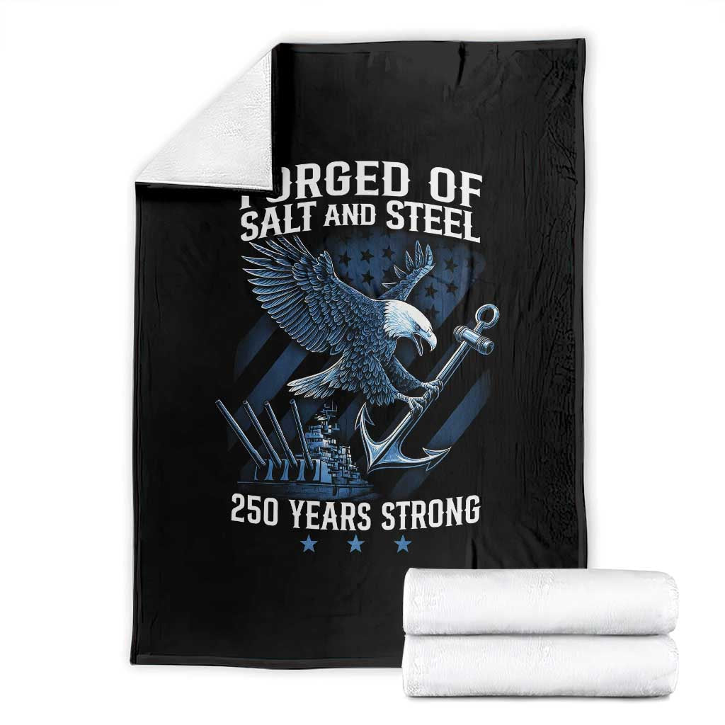 Navy Military 250th Anniversary Throw Blanket Forged Of Salt And Steel 250 Years Strong - Wonder Print Shop