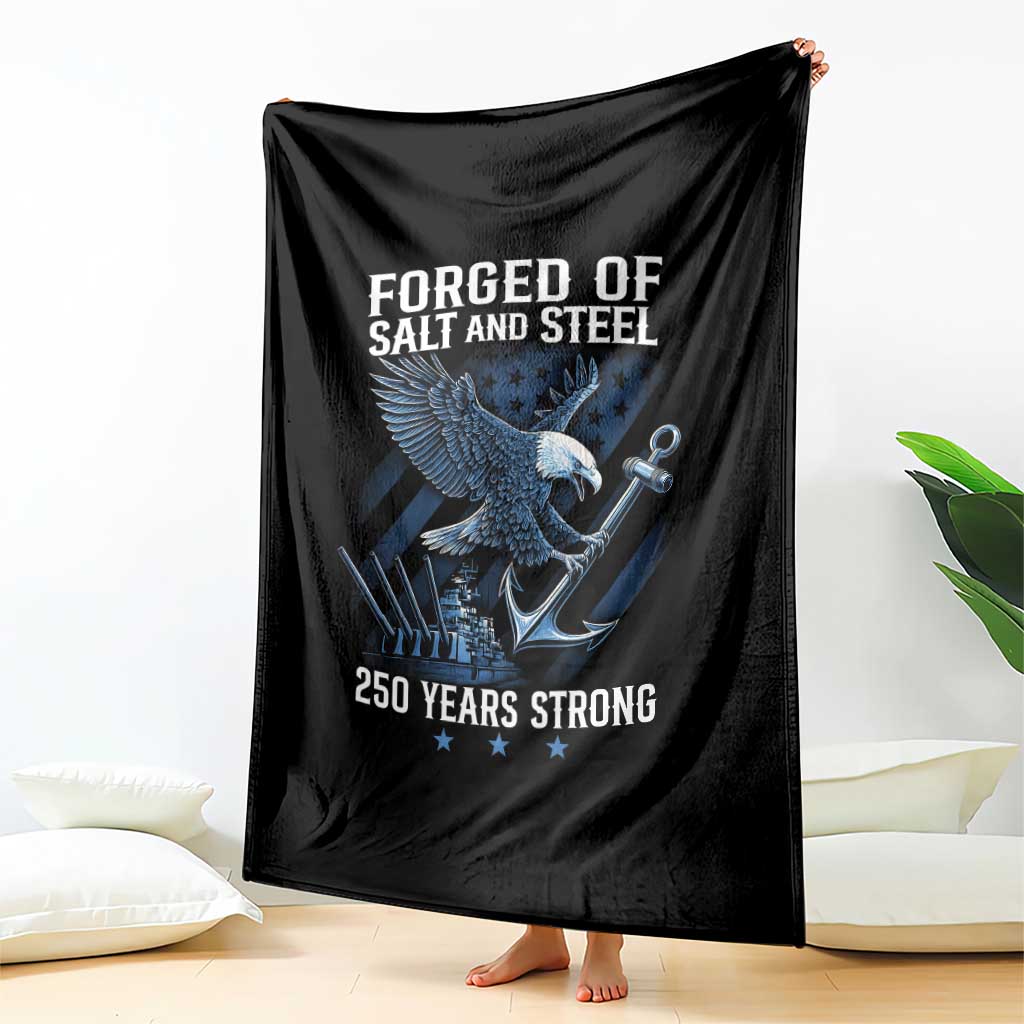 Navy Military 250th Anniversary Throw Blanket Forged Of Salt And Steel 250 Years Strong - Wonder Print Shop