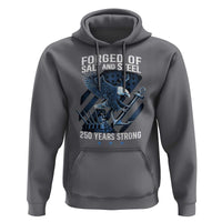 Navy Military 250th Anniversary Hoodie Forged Of Salt And Steel 250 Years Strong - Wonder Print Shop
