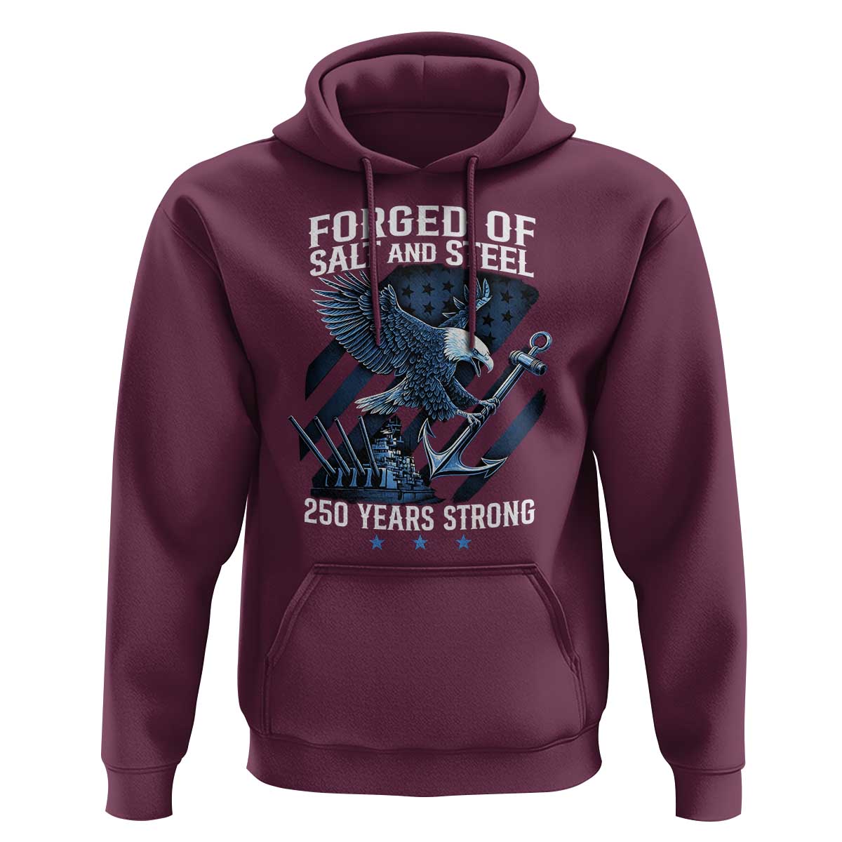 Navy Military 250th Anniversary Hoodie Forged Of Salt And Steel 250 Years Strong - Wonder Print Shop