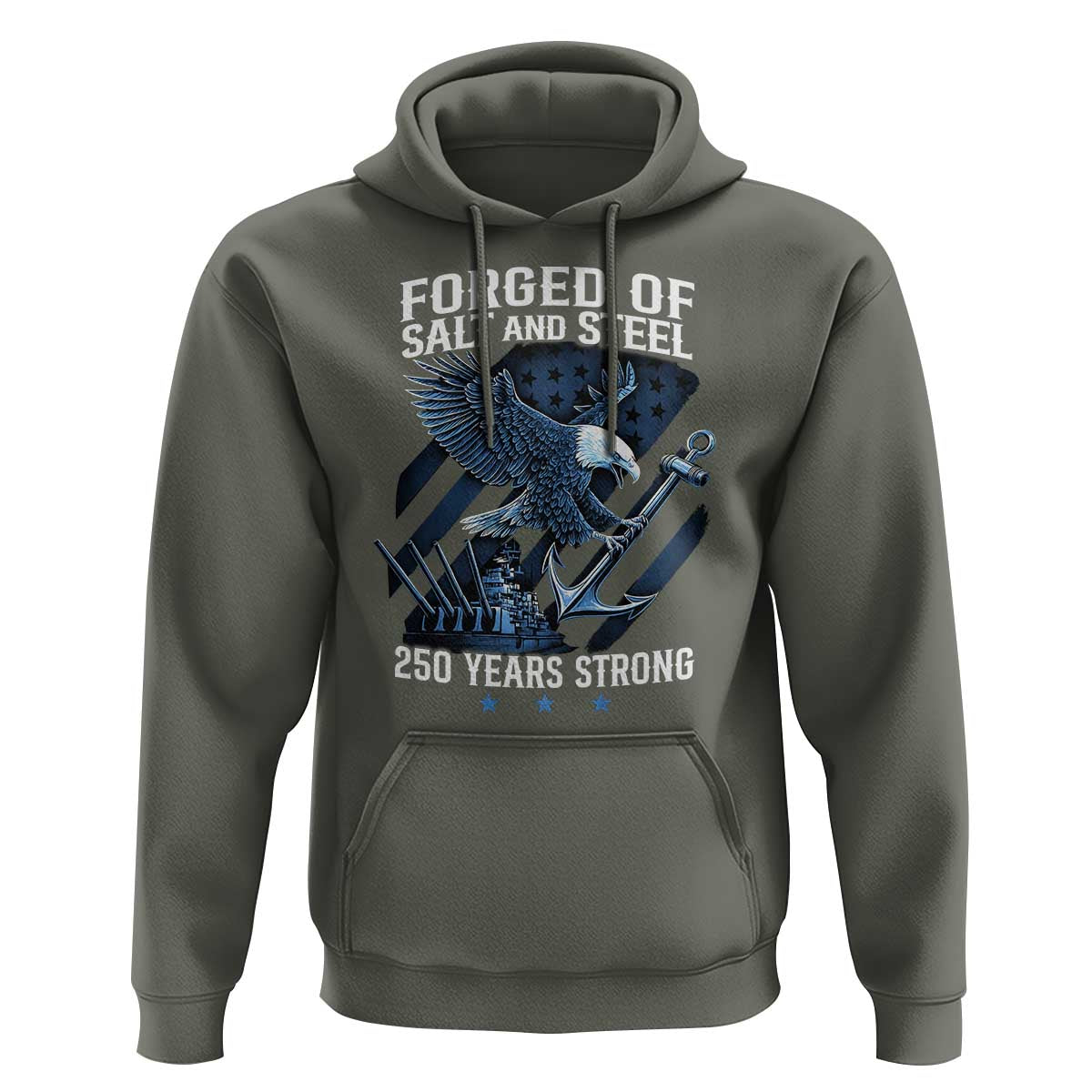 Navy Military 250th Anniversary Hoodie Forged Of Salt And Steel 250 Years Strong - Wonder Print Shop