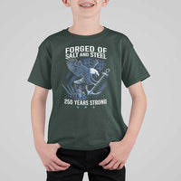 Navy Military 250th Anniversary T Shirt For Kid Forged Of Salt And Steel 250 Years Strong - Wonder Print Shop