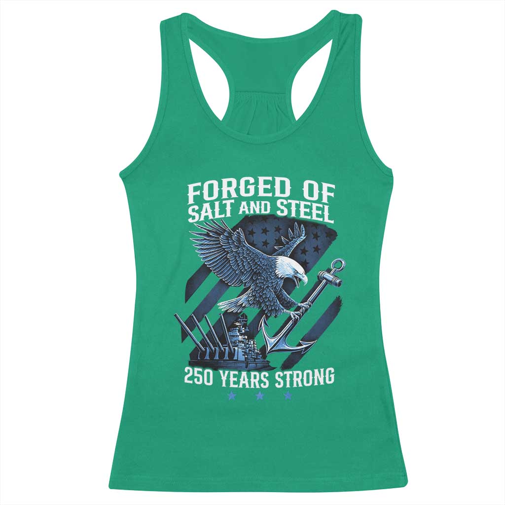 Navy Military 250th Anniversary Racerback Tank Top Forged Of Salt And Steel 250 Years Strong - Wonder Print Shop
