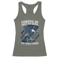 Navy Military 250th Anniversary Racerback Tank Top Forged Of Salt And Steel 250 Years Strong - Wonder Print Shop