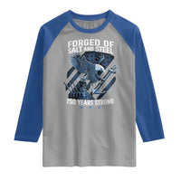 Navy Military 250th Anniversary Raglan Shirt Forged Of Salt And Steel 250 Years Strong - Wonder Print Shop