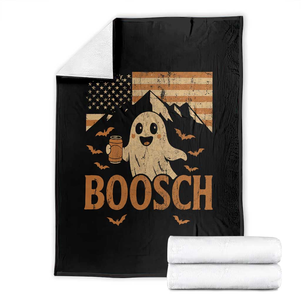 Funny Ghost Boosch Beer Halloween Throw Blanket Vintage American Flag - Wonder Print Shop