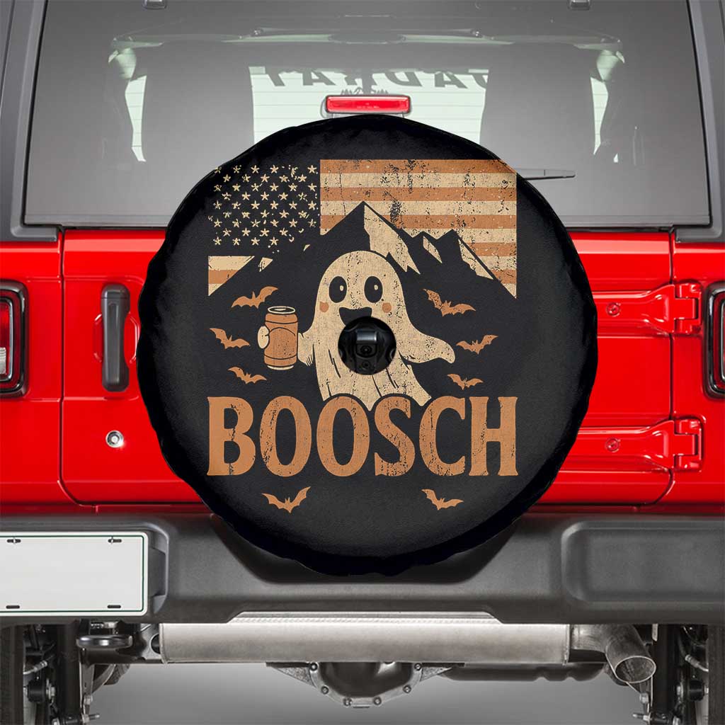 Funny Ghost Boosch Beer Halloween Spare Tire Cover Vintage American Flag - Wonder Print Shop