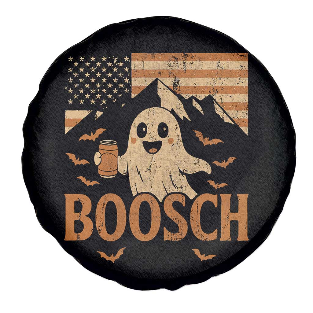 Funny Ghost Boosch Beer Halloween Spare Tire Cover Vintage American Flag - Wonder Print Shop
