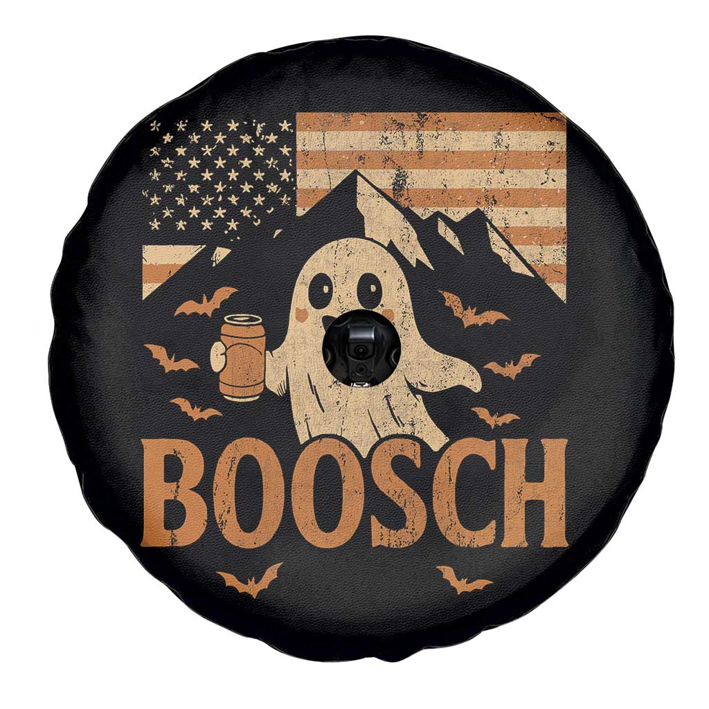 Funny Ghost Boosch Beer Halloween Spare Tire Cover Vintage American Flag - Wonder Print Shop