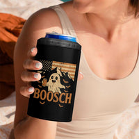 Funny Ghost Boosch Beer Halloween 4 in 1 Can Cooler Tumbler Vintage American Flag - Wonder Print Shop