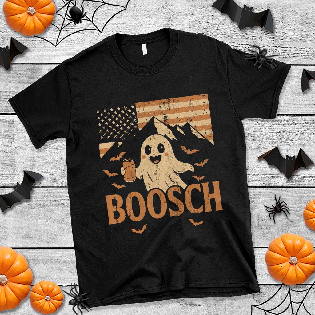 Funny Ghost Boosch Beer Halloween T Shirt Vintage American Flag - Wonder Print Shop