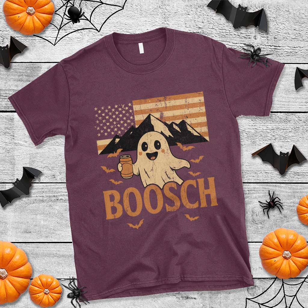 Funny Ghost Boosch Beer Halloween T Shirt Vintage American Flag - Wonder Print Shop