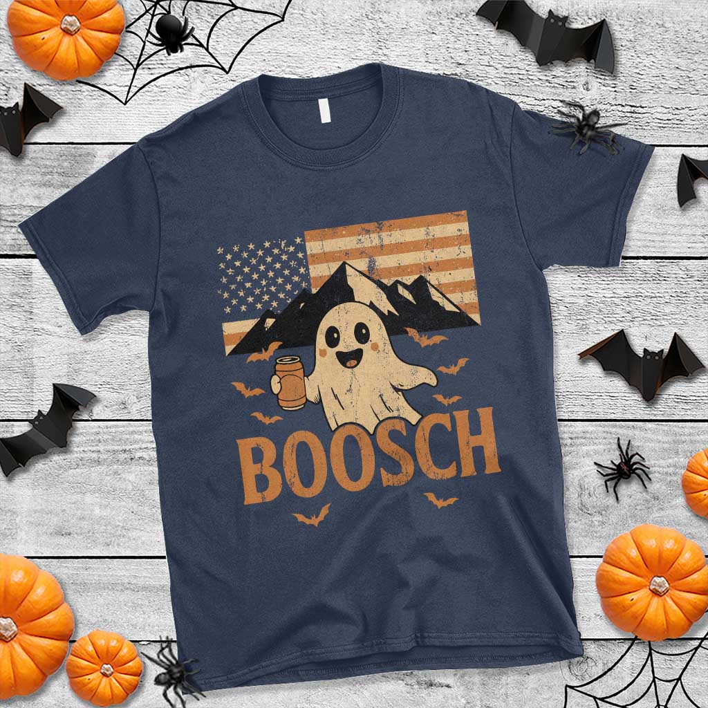 Funny Ghost Boosch Beer Halloween T Shirt Vintage American Flag - Wonder Print Shop
