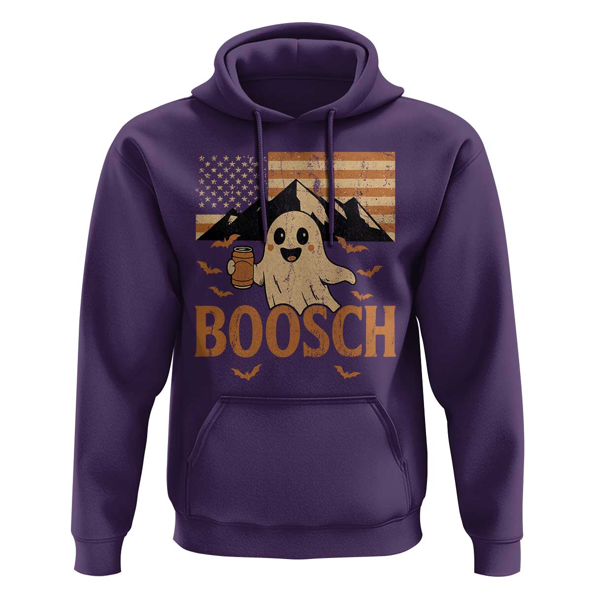 Funny Ghost Boosch Beer Halloween Hoodie Vintage American Flag - Wonder Print Shop
