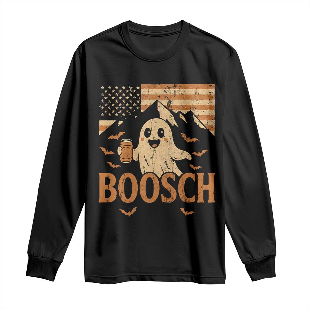 Funny Ghost Boosch Beer Halloween Long Sleeve Shirt Vintage American Flag - Wonder Print Shop
