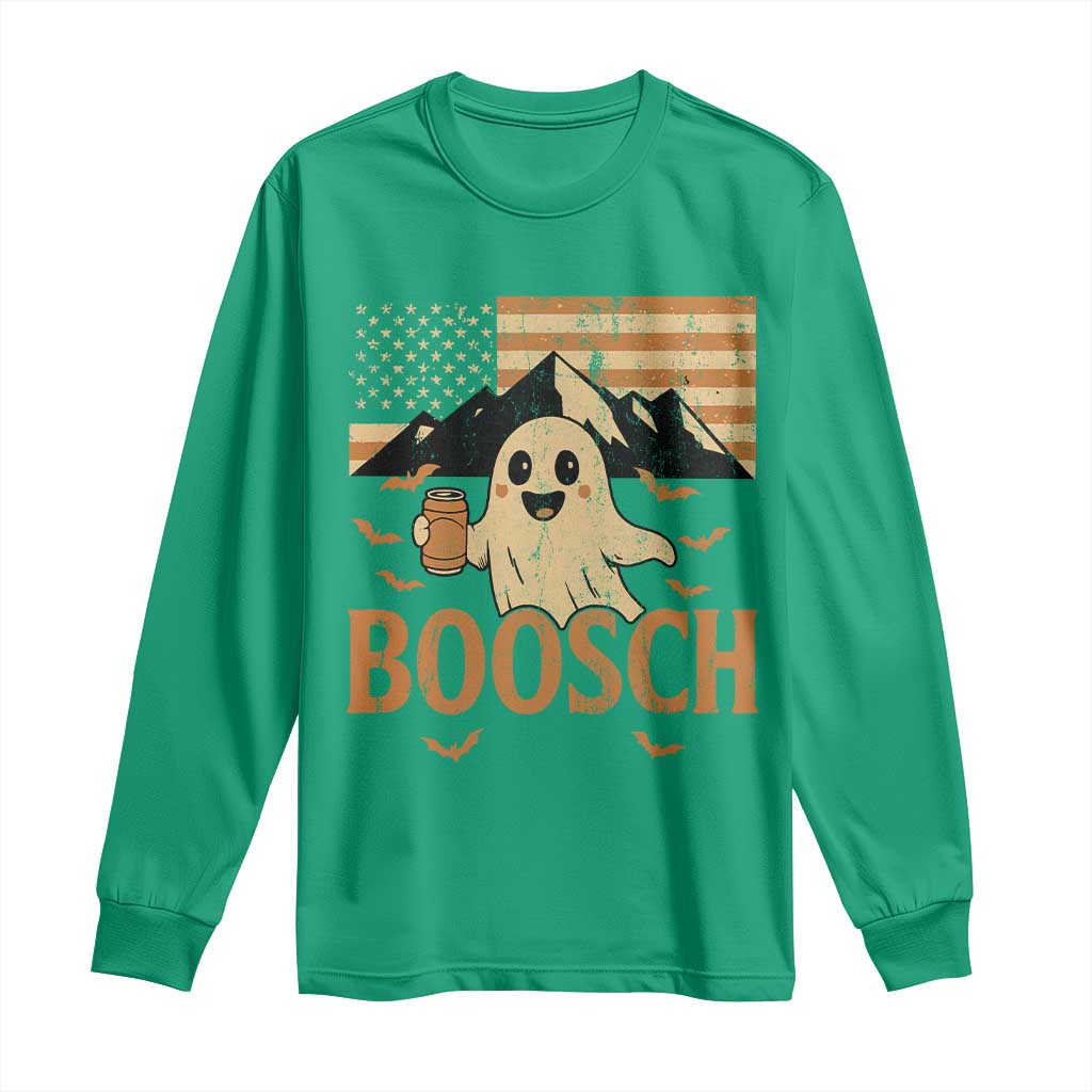 Funny Ghost Boosch Beer Halloween Long Sleeve Shirt Vintage American Flag - Wonder Print Shop