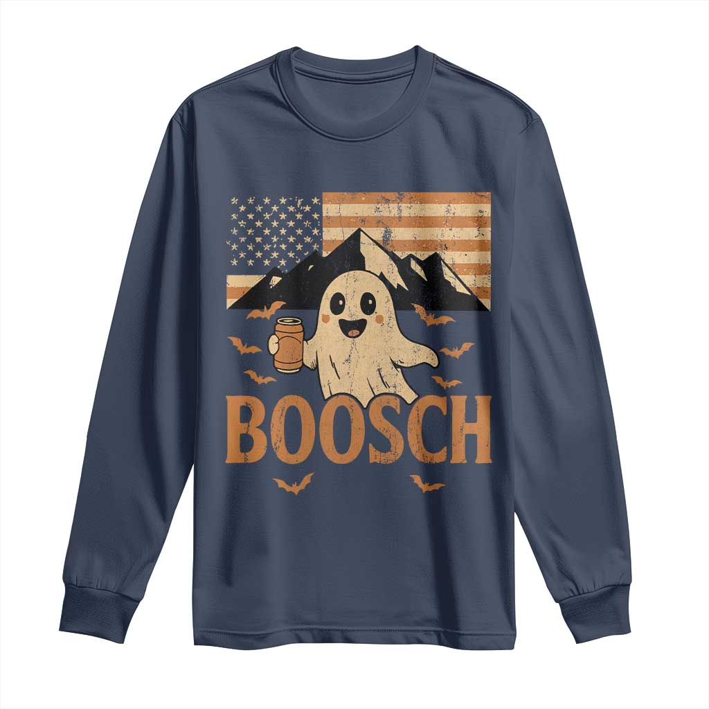 Funny Ghost Boosch Beer Halloween Long Sleeve Shirt Vintage American Flag - Wonder Print Shop