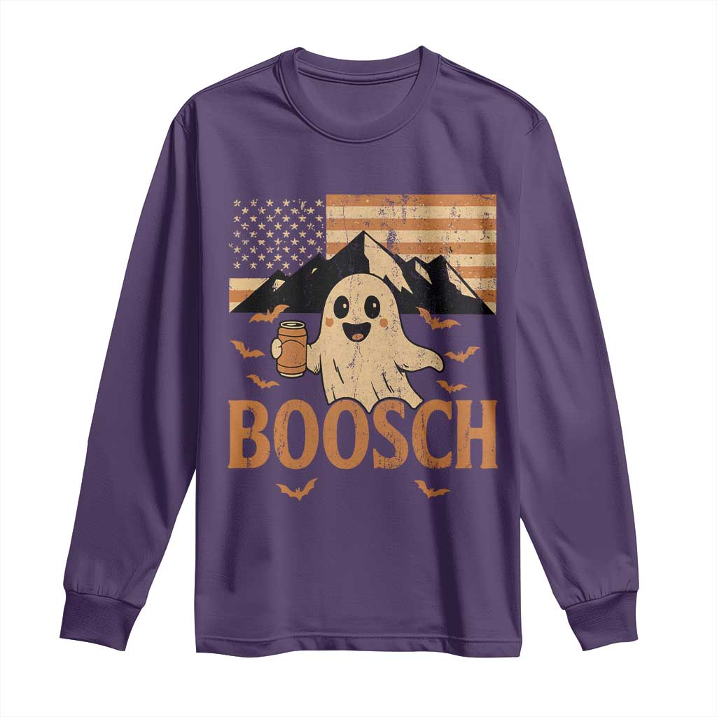 Funny Ghost Boosch Beer Halloween Long Sleeve Shirt Vintage American Flag - Wonder Print Shop
