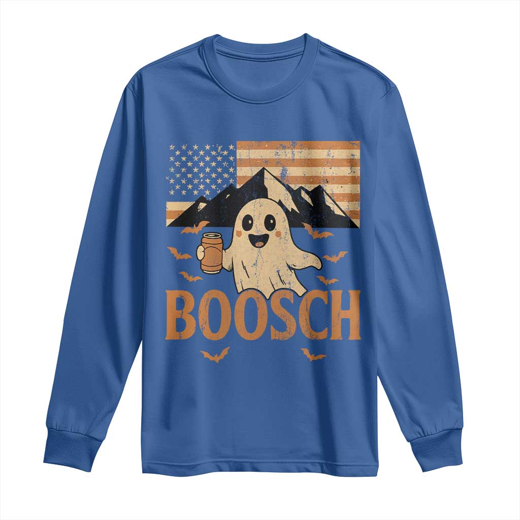 Funny Ghost Boosch Beer Halloween Long Sleeve Shirt Vintage American Flag - Wonder Print Shop