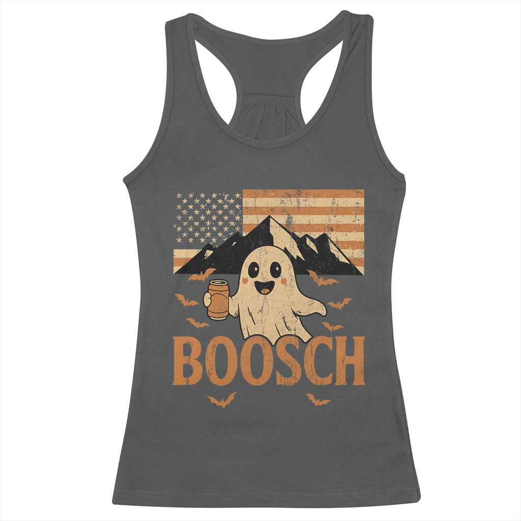 Funny Ghost Boosch Beer Halloween Racerback Tank Top Vintage American Flag - Wonder Print Shop