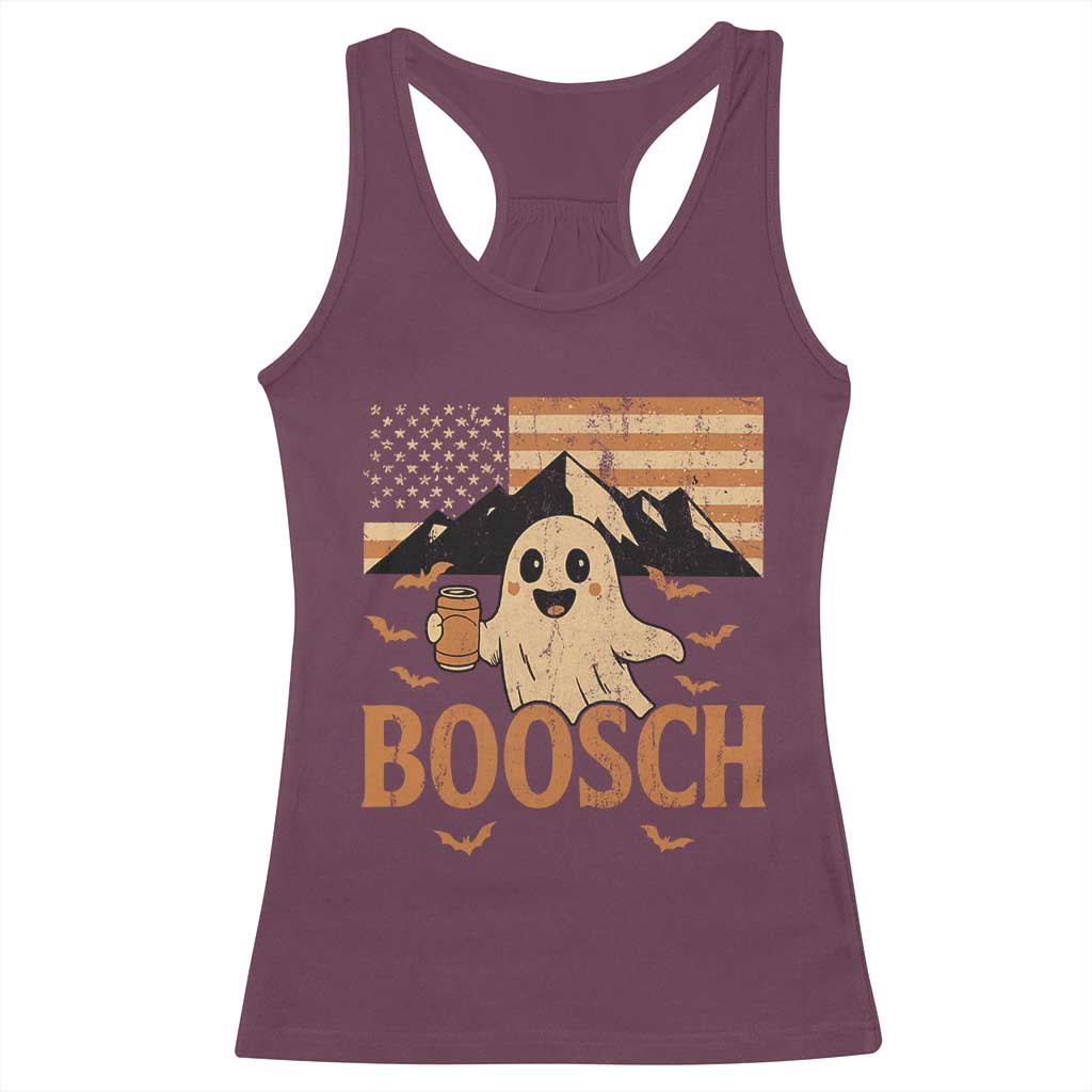 Funny Ghost Boosch Beer Halloween Racerback Tank Top Vintage American Flag - Wonder Print Shop