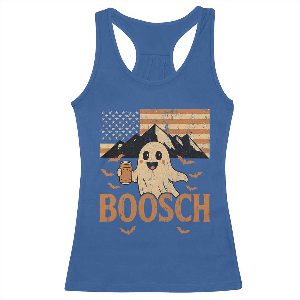 Funny Ghost Boosch Beer Halloween Racerback Tank Top Vintage American Flag - Wonder Print Shop