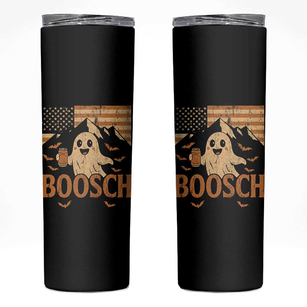 Funny Ghost Boosch Beer Halloween Skinny Tumbler Vintage American Flag - Wonder Print Shop