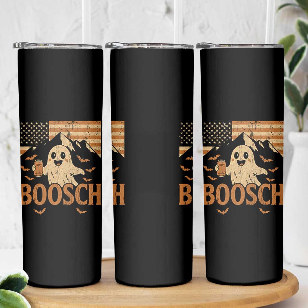 Funny Ghost Boosch Beer Halloween Skinny Tumbler Vintage American Flag - Wonder Print Shop