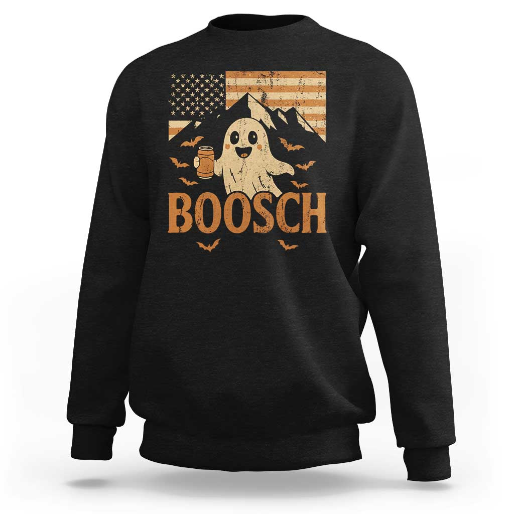 Funny Ghost Boosch Beer Halloween Sweatshirt Vintage American Flag - Wonder Print Shop