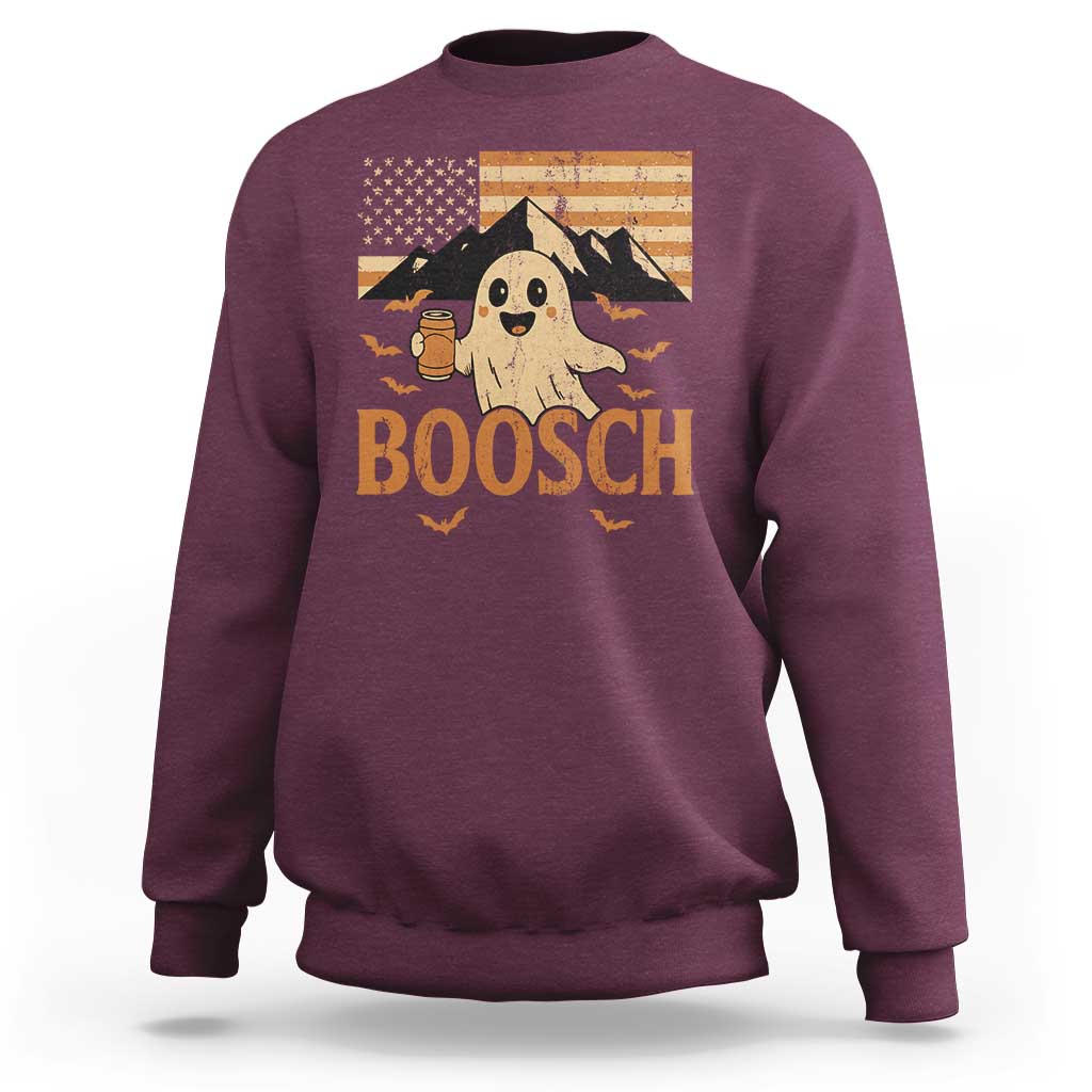 Funny Ghost Boosch Beer Halloween Sweatshirt Vintage American Flag - Wonder Print Shop