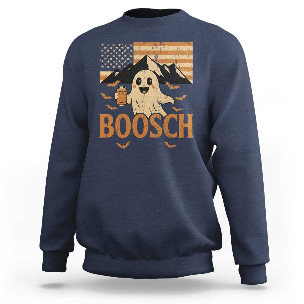 Funny Ghost Boosch Beer Halloween Sweatshirt Vintage American Flag - Wonder Print Shop