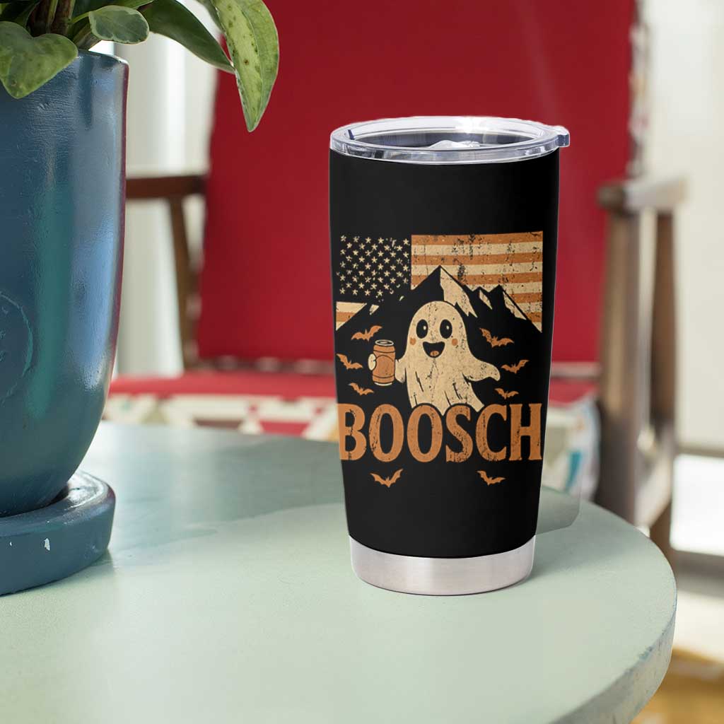 Funny Ghost Boosch Beer Halloween Tumbler Cup Vintage American Flag - Wonder Print Shop