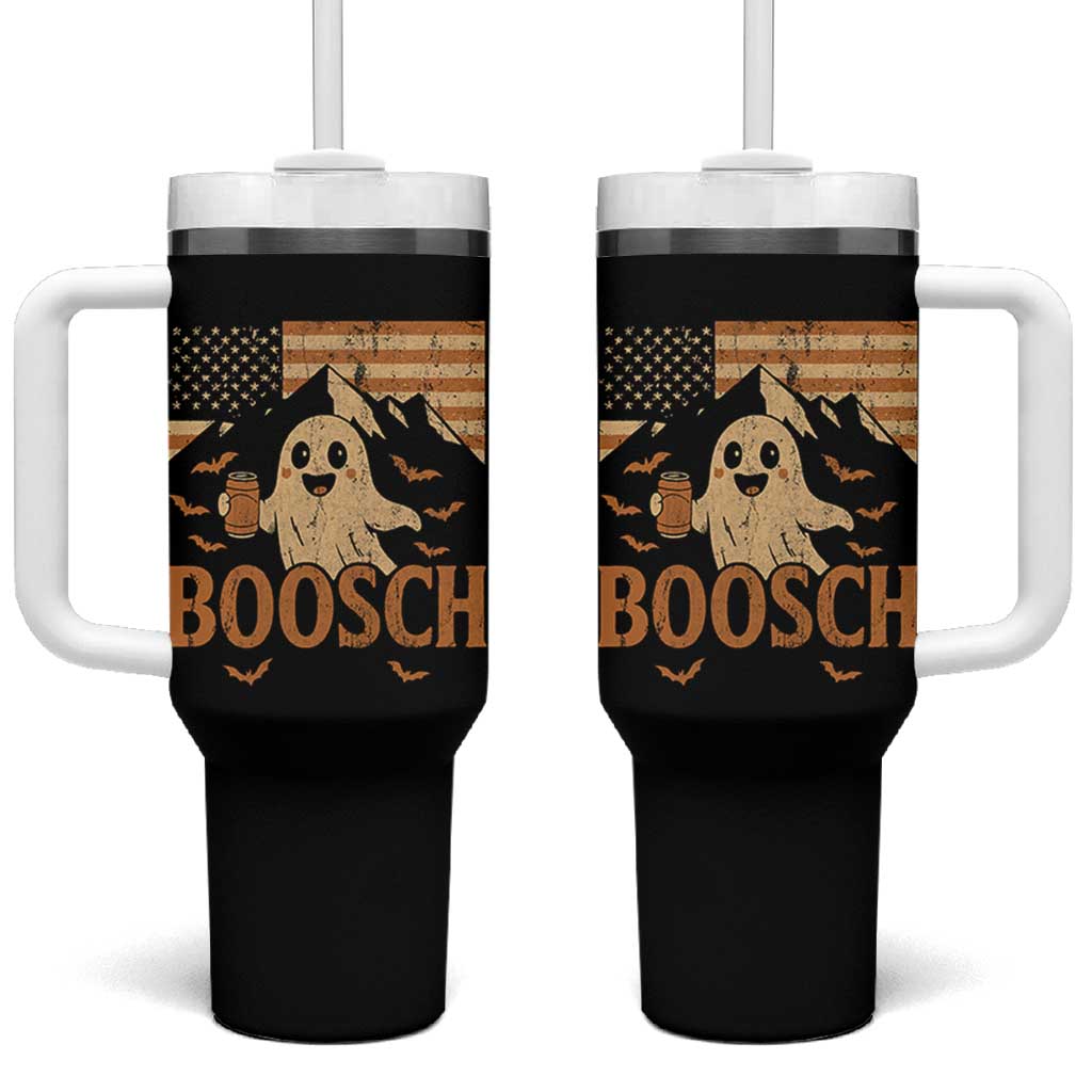 Funny Ghost Boosch Beer Halloween Tumbler With Handle Vintage American Flag - Wonder Print Shop