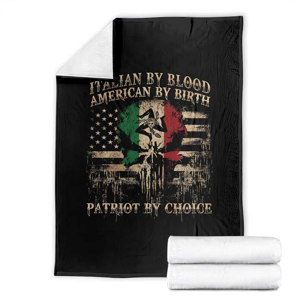 Italian By Blood American By Birth Patriot By Choice Throw Blanket Funny Italian American Skull USA Flag - Wonder Print Shop