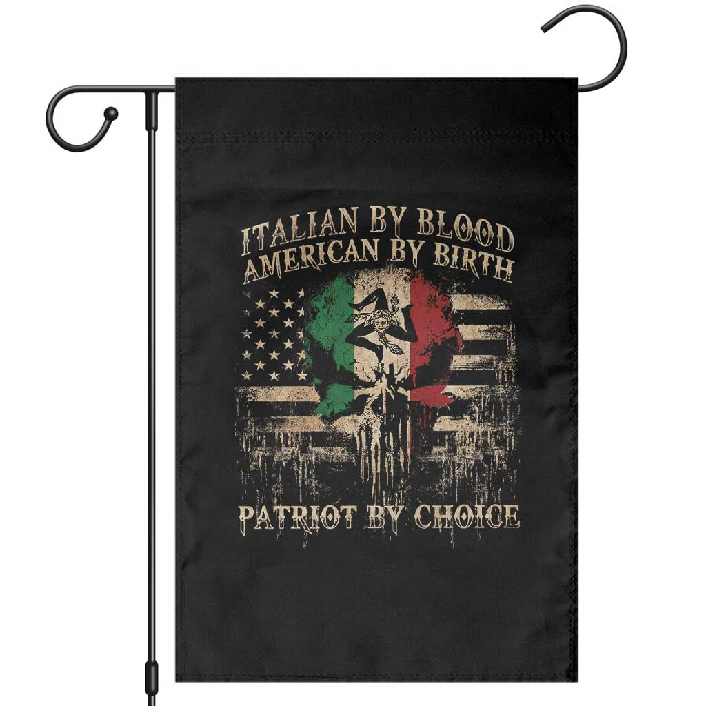 Italian By Blood American By Birth Patriot By Choice Garden Flag Funny Italian American Skull USA Flag - Wonder Print Shop