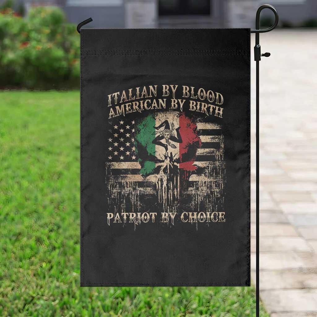 Italian By Blood American By Birth Patriot By Choice Garden Flag Funny Italian American Skull USA Flag - Wonder Print Shop