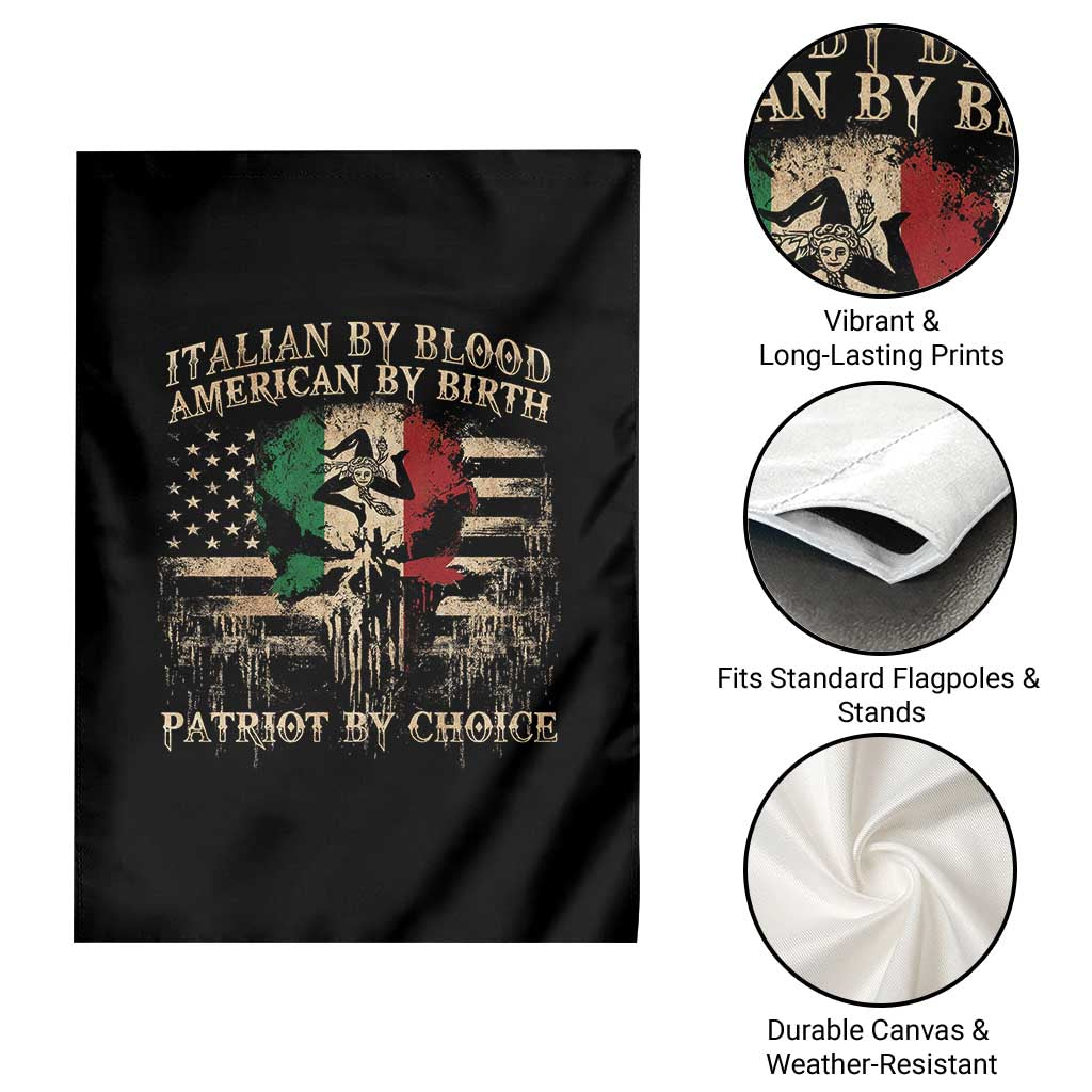 Italian By Blood American By Birth Patriot By Choice Garden Flag Funny Italian American Skull USA Flag - Wonder Print Shop
