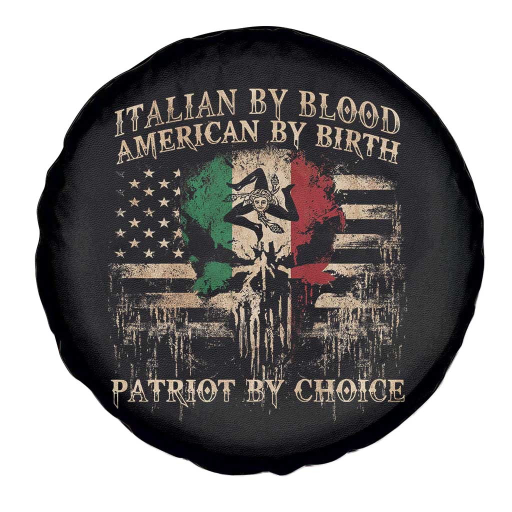 Italian By Blood American By Birth Patriot By Choice Spare Tire Cover Funny Italian American Skull USA Flag - Wonder Print Shop