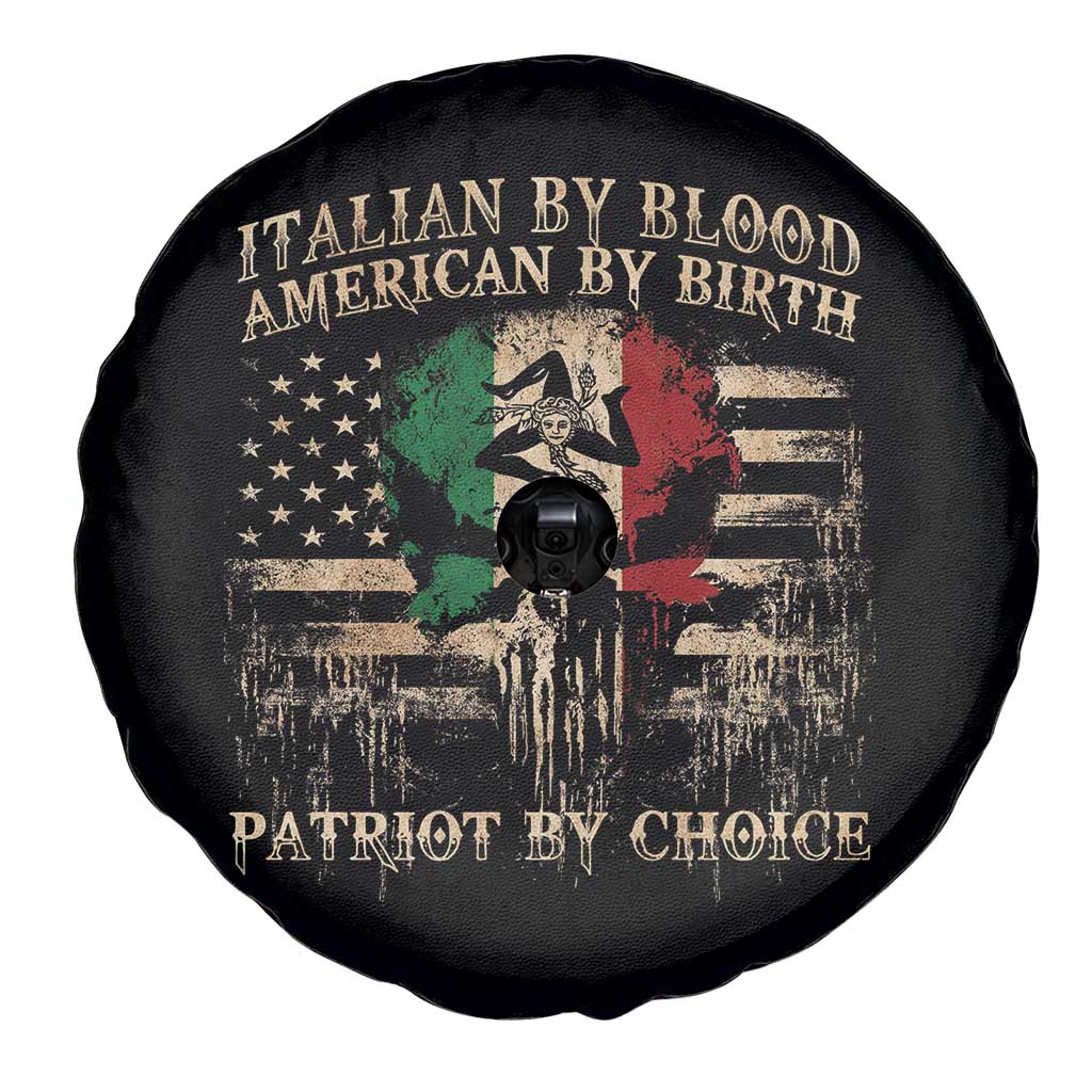 Italian By Blood American By Birth Patriot By Choice Spare Tire Cover Funny Italian American Skull USA Flag - Wonder Print Shop