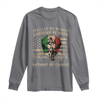 Italian By Blood American By Birth Patriot By Choice Long Sleeve Shirt Funny Italian American Skull USA Flag - Wonder Print Shop