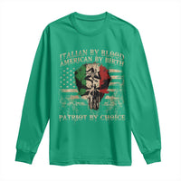 Italian By Blood American By Birth Patriot By Choice Long Sleeve Shirt Funny Italian American Skull USA Flag - Wonder Print Shop