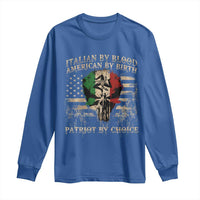 Italian By Blood American By Birth Patriot By Choice Long Sleeve Shirt Funny Italian American Skull USA Flag - Wonder Print Shop