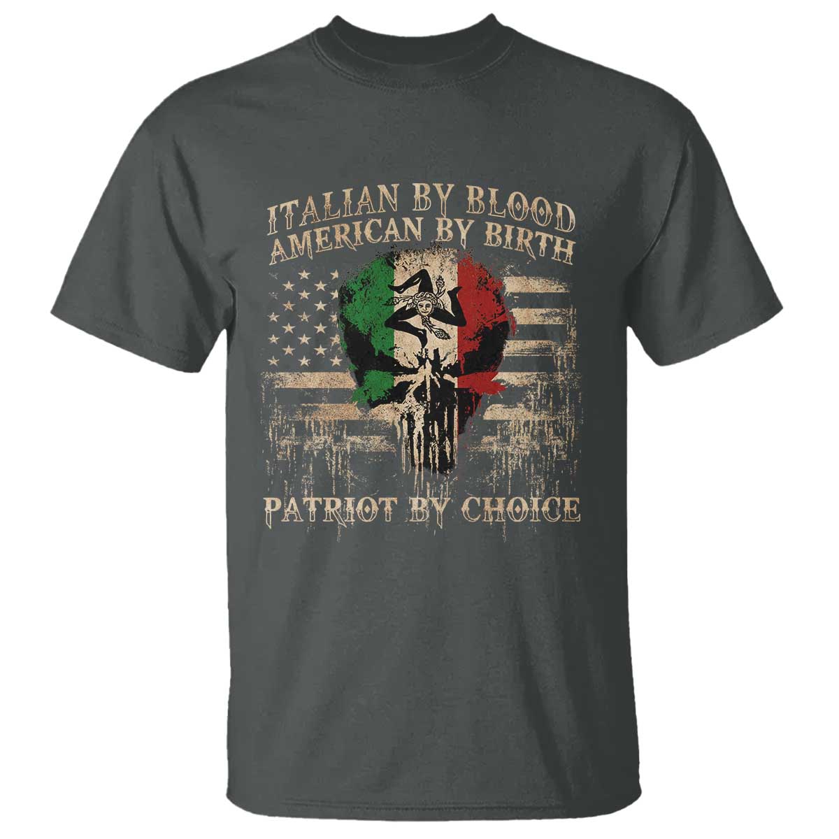Italian By Blood American By Birth Patriot By Choice T Shirt Funny Italian American Skull USA Flag - Wonder Print Shop