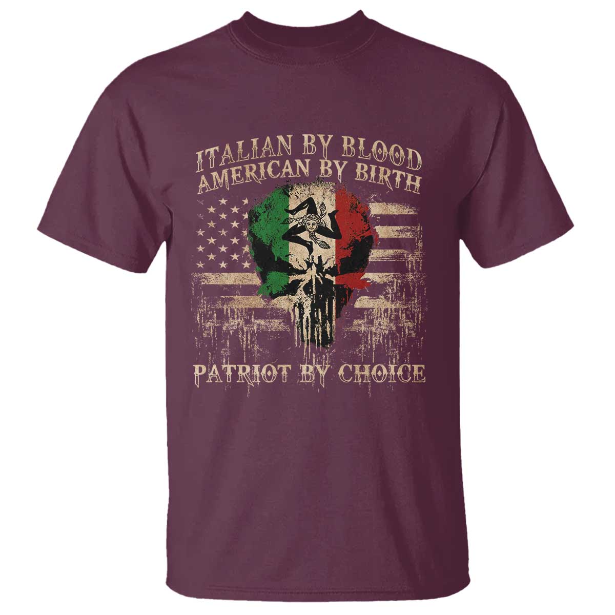 Italian By Blood American By Birth Patriot By Choice T Shirt Funny Italian American Skull USA Flag - Wonder Print Shop